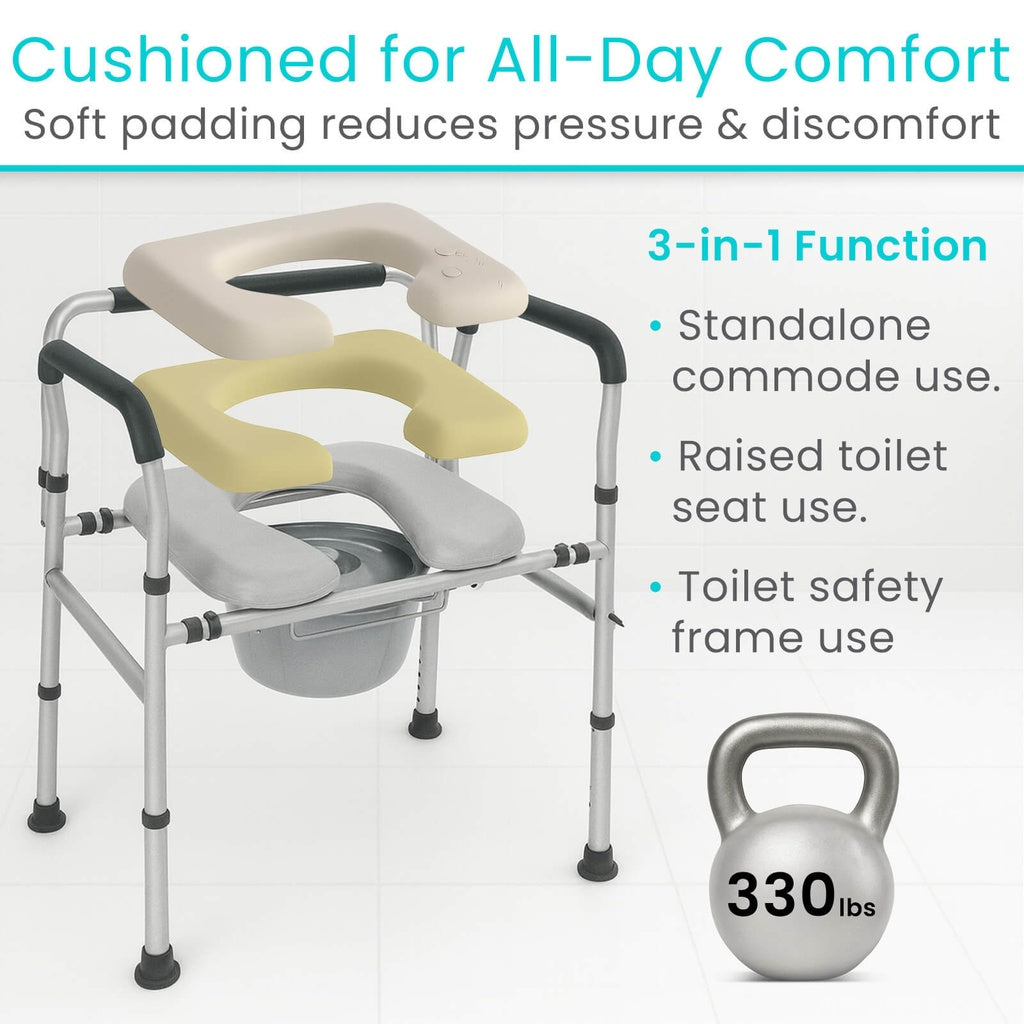 Vive - 3 in 1 Padded Commode Functions