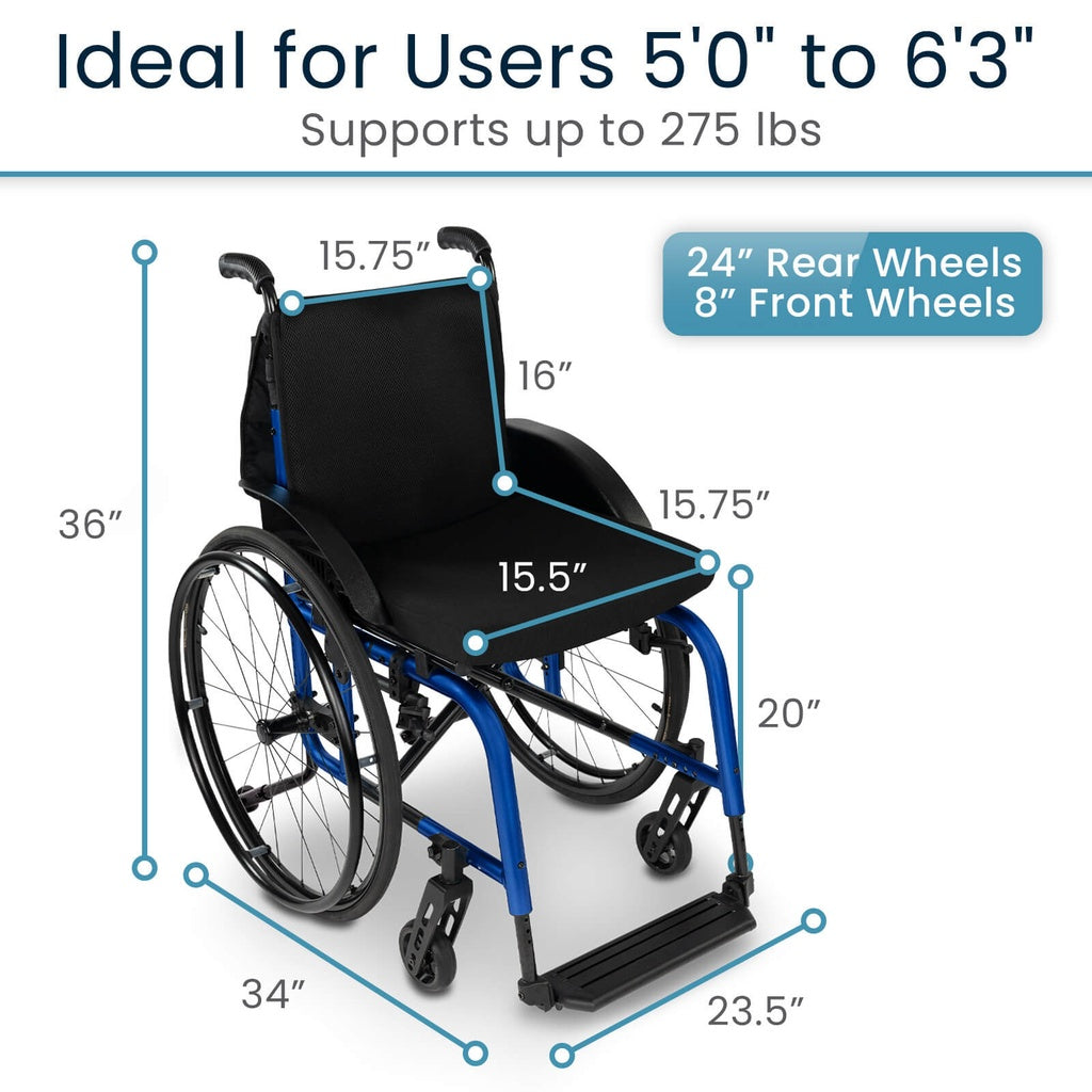 Vive - Wheelchair - Active Wheelchair - 15.5" - 275lbs - Blue