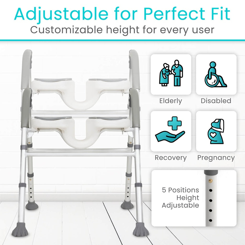 Vive - EasyRinse Shower Chair, 300lb Capacity, Wide, Contoured Seat, Corrosion-Resistant Frame