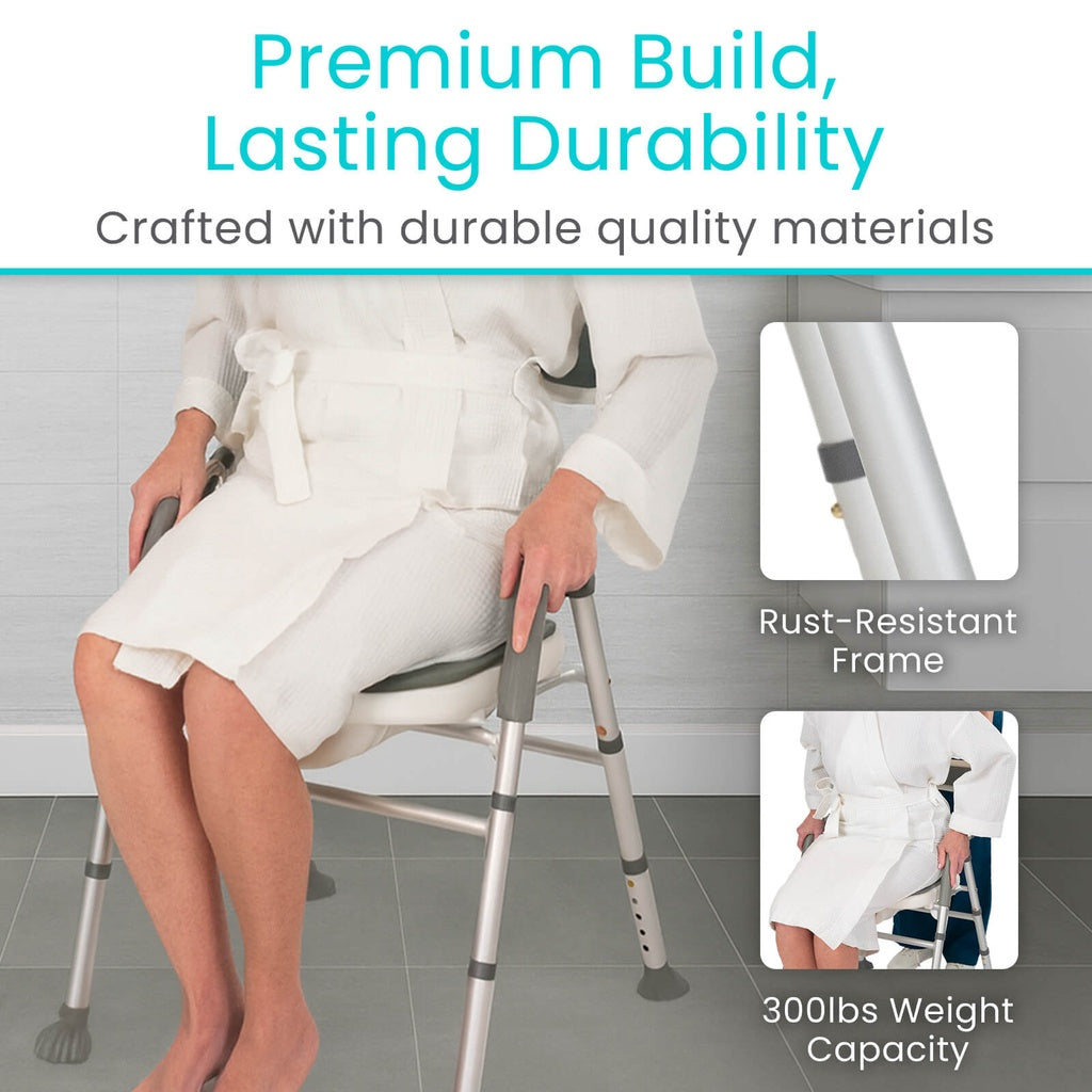 Vive - EasyRinse Shower Chair, 300lb Capacity, Wide, Contoured Seat, Corrosion-Resistant Frame