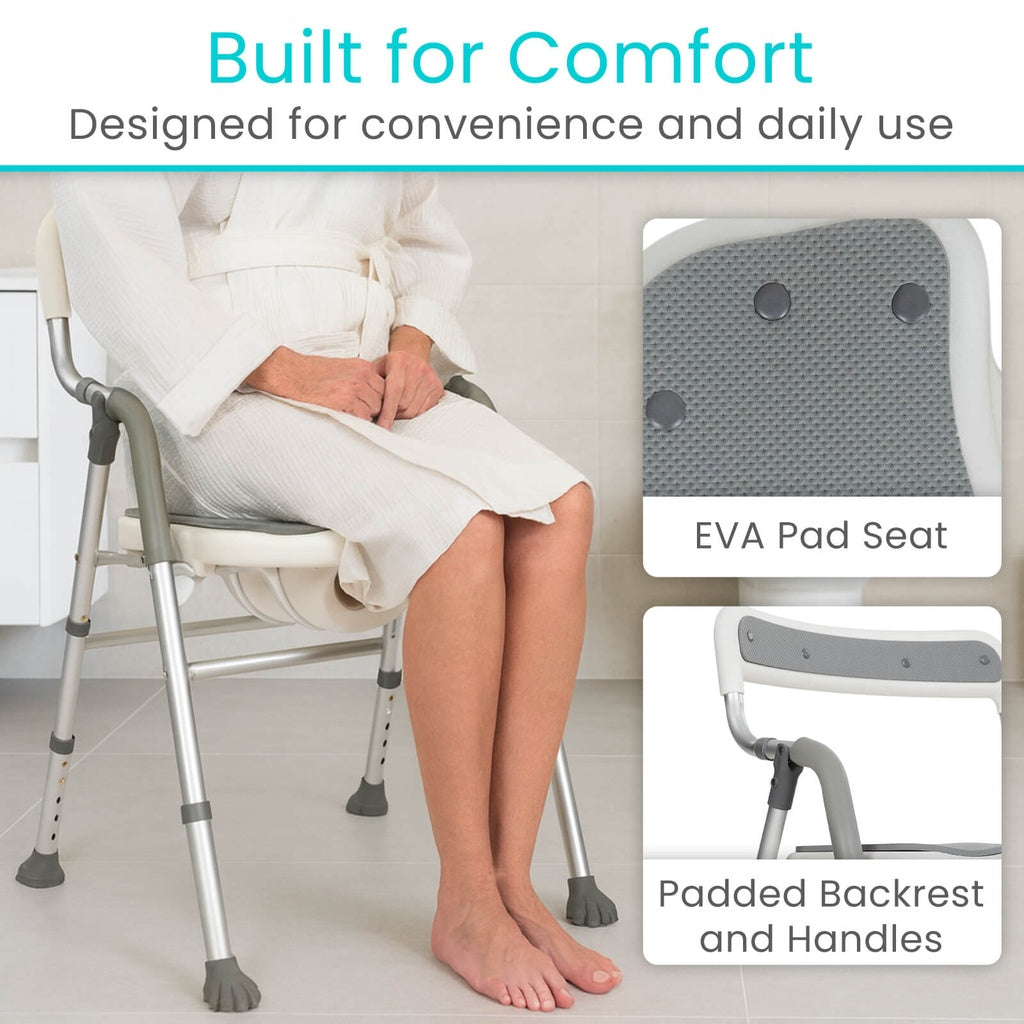 Vive - EasyRinse Shower Chair, 300lb Capacity, Wide, Contoured Seat, Corrosion-Resistant Frame
