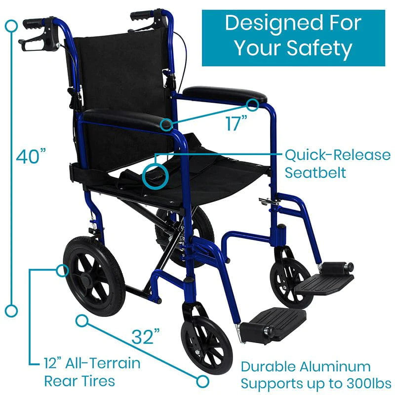 Vive Health Manual Transport Wheelchair