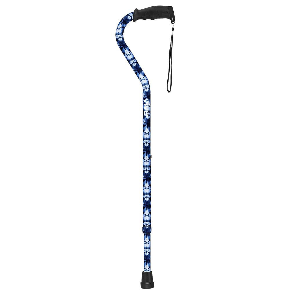 Vive - Offset Cane - Black, Teal, Purple, Black or White Butterfly, Blue Floral, Leopard, Blue Burst, Grey Poly - HCPCS: E0100