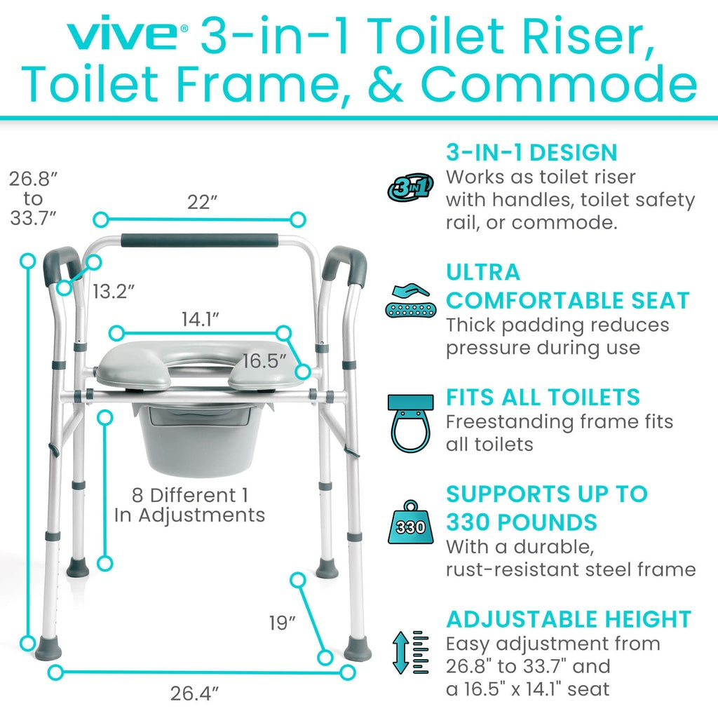 Dimensions of 3 in 1 Commode - Vive