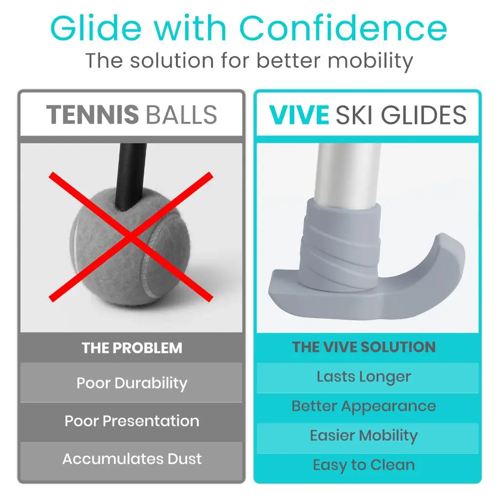 Vive - Walker Ski Glides and Covers Heavy Duty