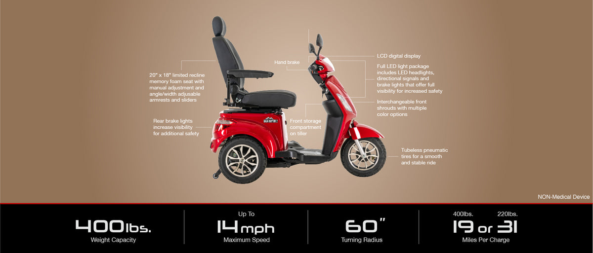 Pride- Baja Raptor 2 3 Wheel Scooter