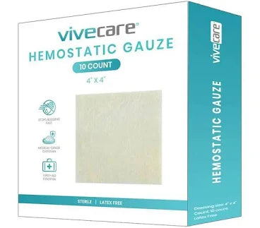 Vive - ViveCare - Hemostatic Gauze - 2"x2" & 4"x4"