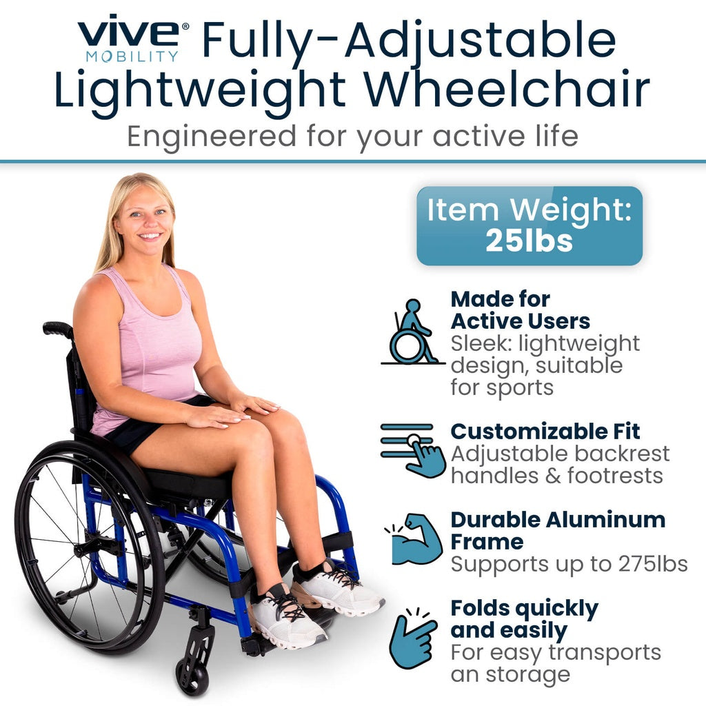 Vive - Wheelchair - Active Wheelchair - 15.5" - 275lbs - Blue