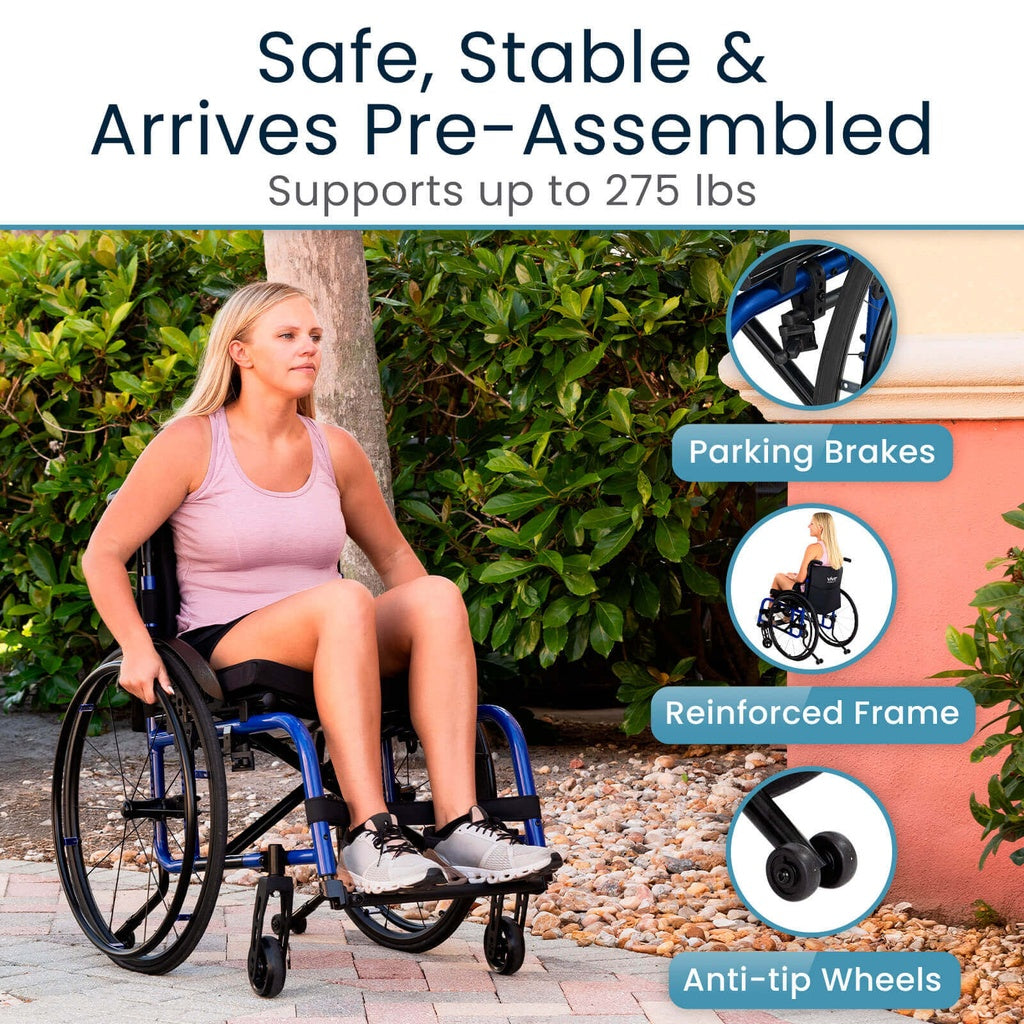Vive - Wheelchair - Active Wheelchair - 15.5" - 275lbs - Blue