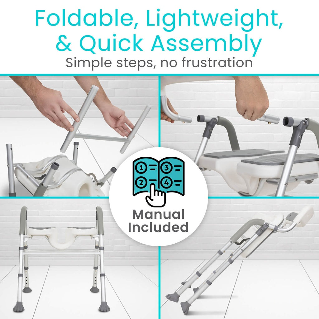 Vive - EasyRinse Shower Chair, 300lb Capacity, Wide, Contoured Seat, Corrosion-Resistant Frame