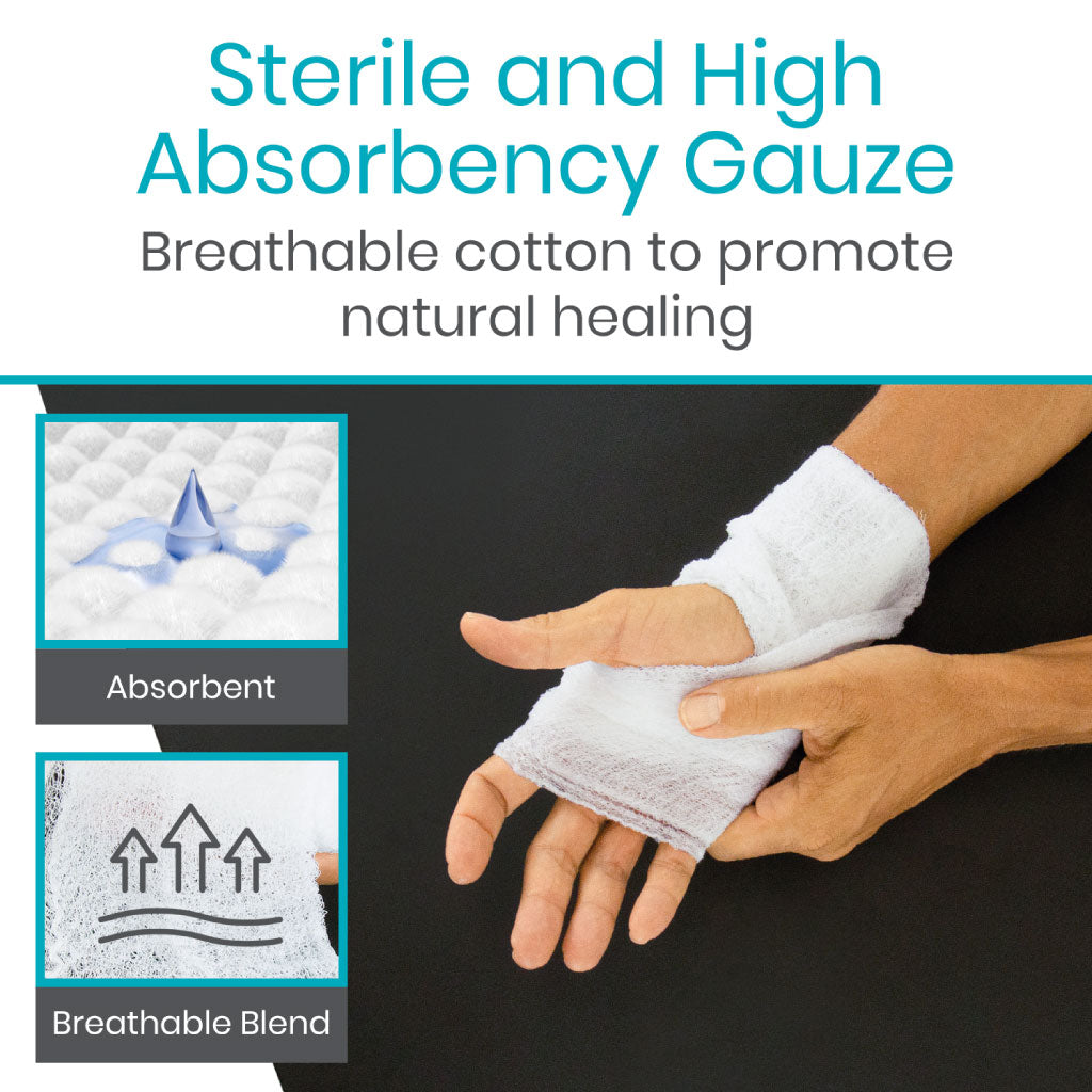 Vive - ViveCare - Gauze - Sterile Gauze Rolls - 3"x4.1yd or 4"x4.1yd