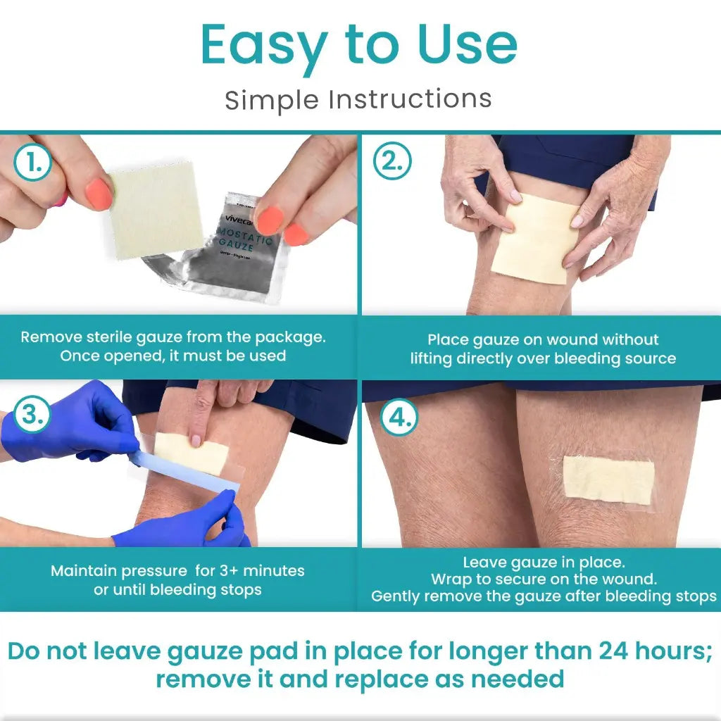 Vive - ViveCare - Hemostatic Gauze - 2"x2" & 4"x4"