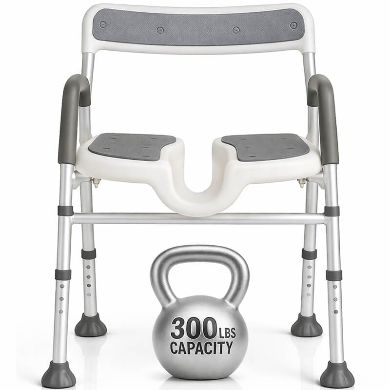 Vive - EasyRinse Shower Chair, 300lb Capacity, Wide, Contoured Seat, Corrosion-Resistant Frame