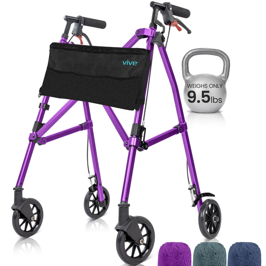 Vive - Walker - 4 Wheel Air Frame Walker with Bag - Midnight Blue, Grey, or Purple