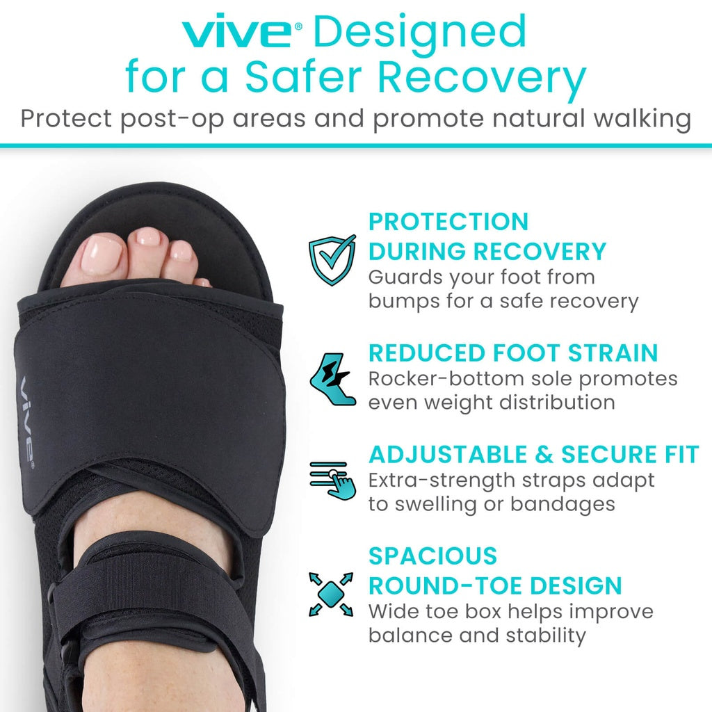 Vive - Brace - Post-Op Shoe Round-Toe - 2X-Small, X-Small, Small, Medium, Large, X-Large, or 2X-Large