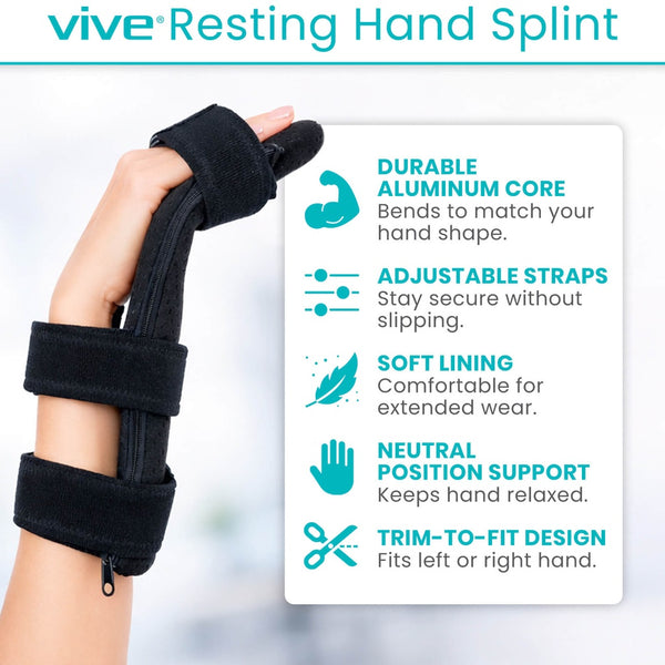 Vive - Resting Hand Splint - HCPCS: L3807, L3809 - Mobility Mart Plus