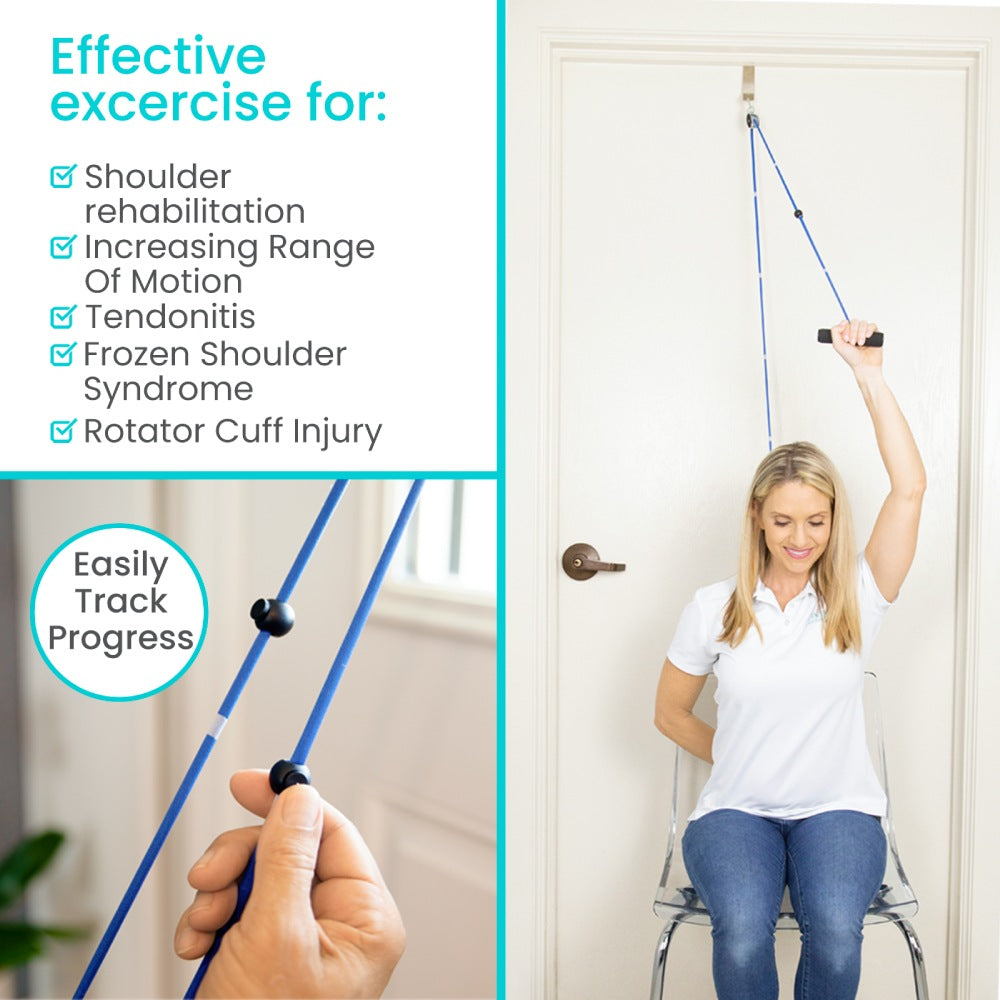 Vive - Cold Therapy - Shoulder Recovery Kit - Shoulder Pulley, Shoulder Compression Ice Pack, & Bed Assist Foot Bar