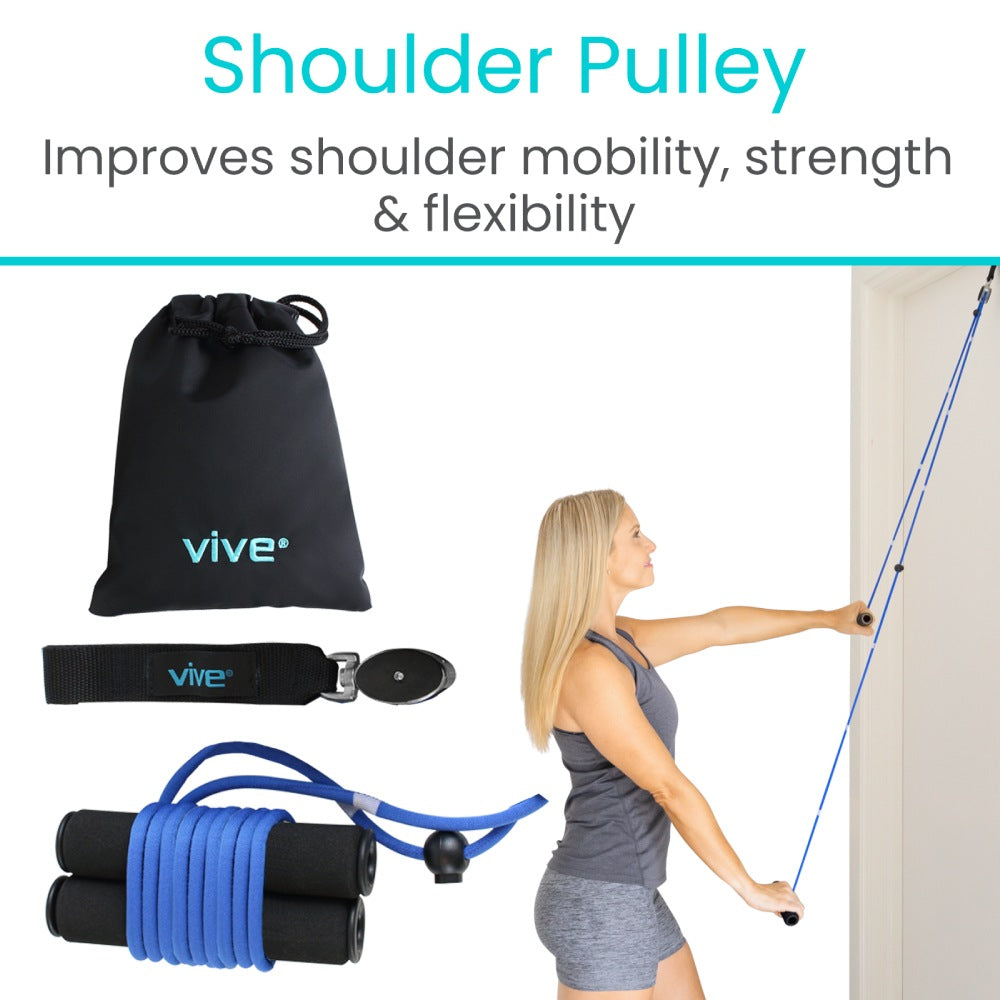 Vive - Cold Therapy - Shoulder Recovery Kit - Shoulder Pulley, Shoulder Compression Ice Pack, & Bed Assist Foot Bar