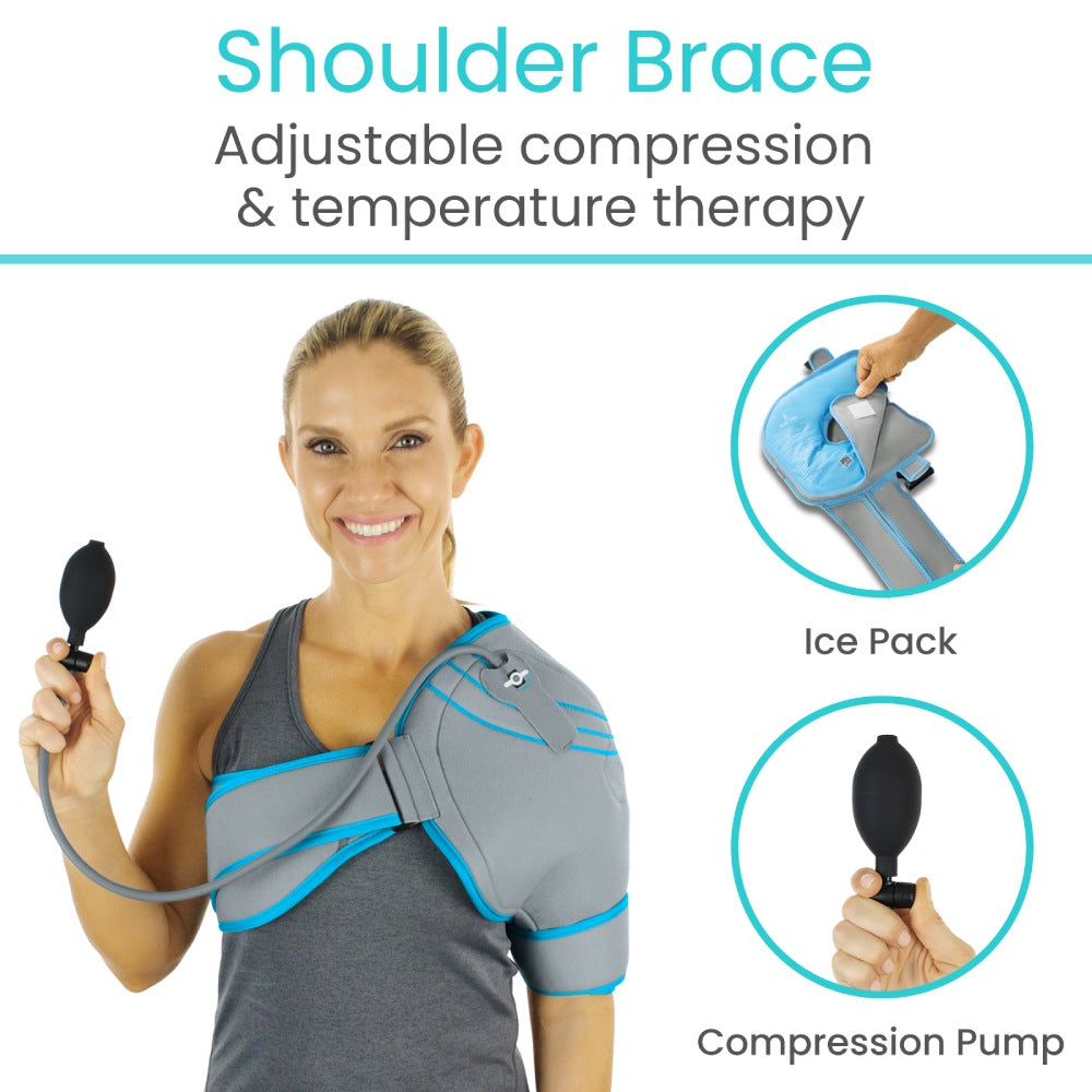 Vive - Cold Therapy - Shoulder Recovery Kit - Shoulder Pulley, Shoulder Compression Ice Pack, & Bed Assist Foot Bar