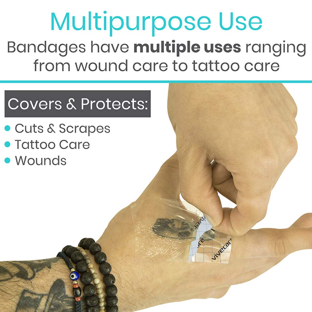 Vive -ViveCare - Bandages - Transparent Adhesive Bandage - 2", 4", 6", or 8"