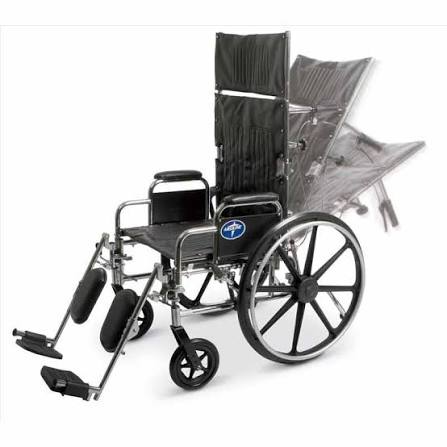 Medline - Excel Reclining Wheelchair - Removable Desk-Length Arms & Elevating Leg Rests, 350 lb -  22" - HCPCS: K0007 + E1226 + E2201 + E0971 + E0966 + K0195 OR E0990