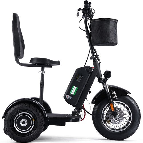 MotoTec - Electric Trike 48v 900w Lithium, Black, Three Wheel Electric Scooter