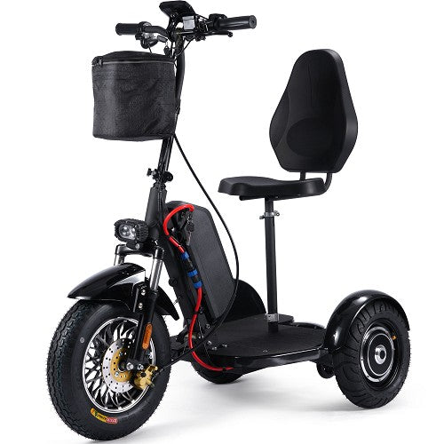 MotoTec - Electric Trike 48v 900w Lithium, Black, Three Wheel Electric Scooter