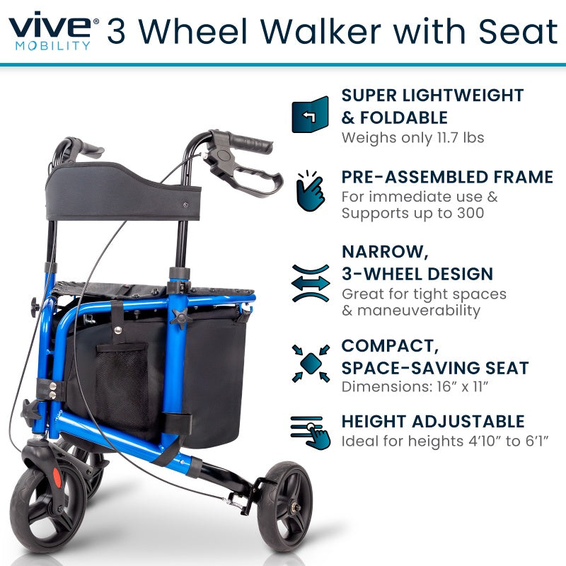 Vive Tri-Rollator With Seat